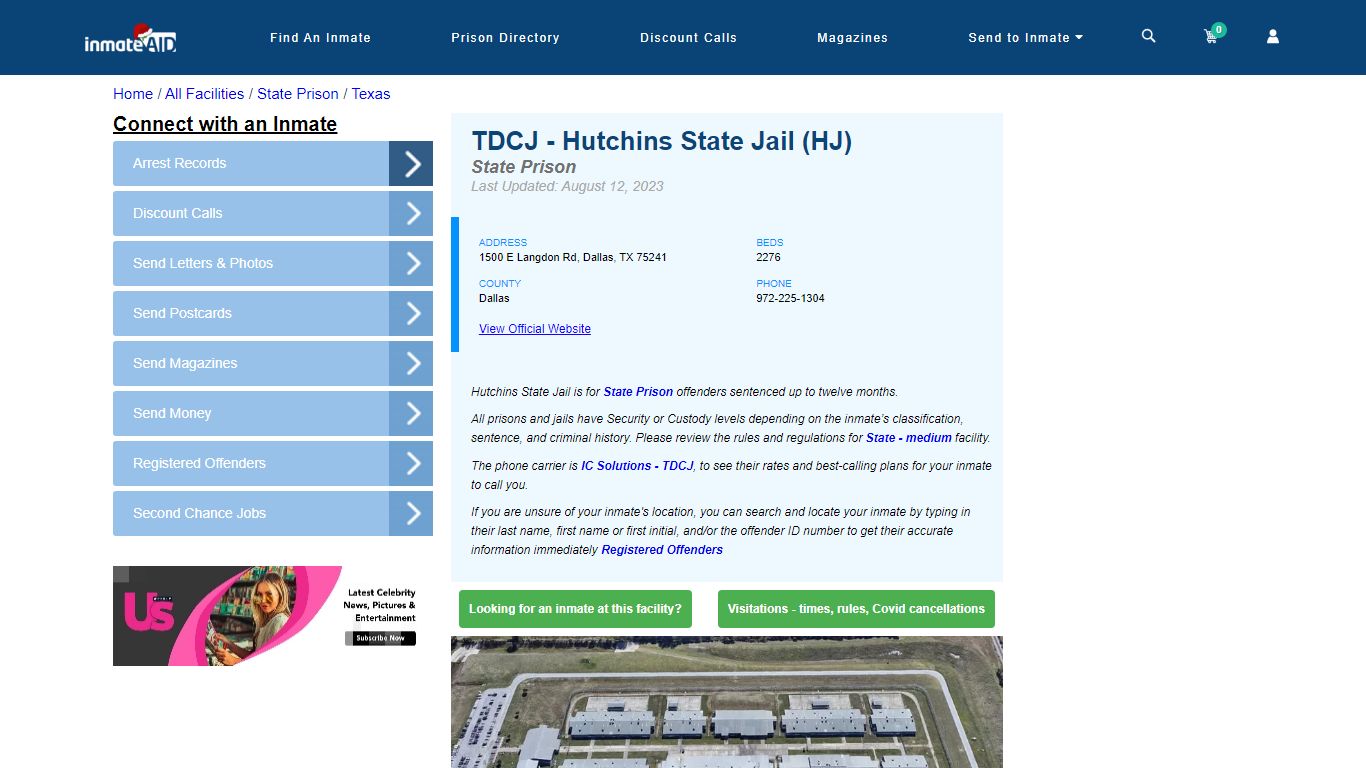 TDCJ - Hutchins State Jail (HJ) & Inmate Search - Dallas, TX